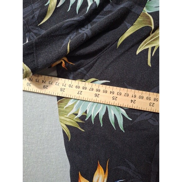 Vintage Paradise Found Hawaiian Shirt Men XXL Black Orange Floral Rayon Button - Picture 6 of 6